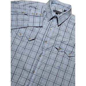 Roper Men's Western Pearl Snap Long Sleeve‎ Shirt Large Blue Plaid Cotton